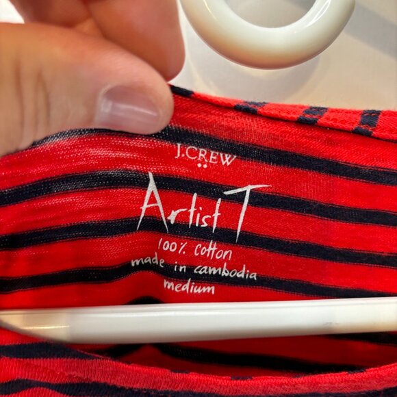 J. Crew Women's Size Medium Artist LS T Red & Navy Shirt - NWT - Picture 3 of 7